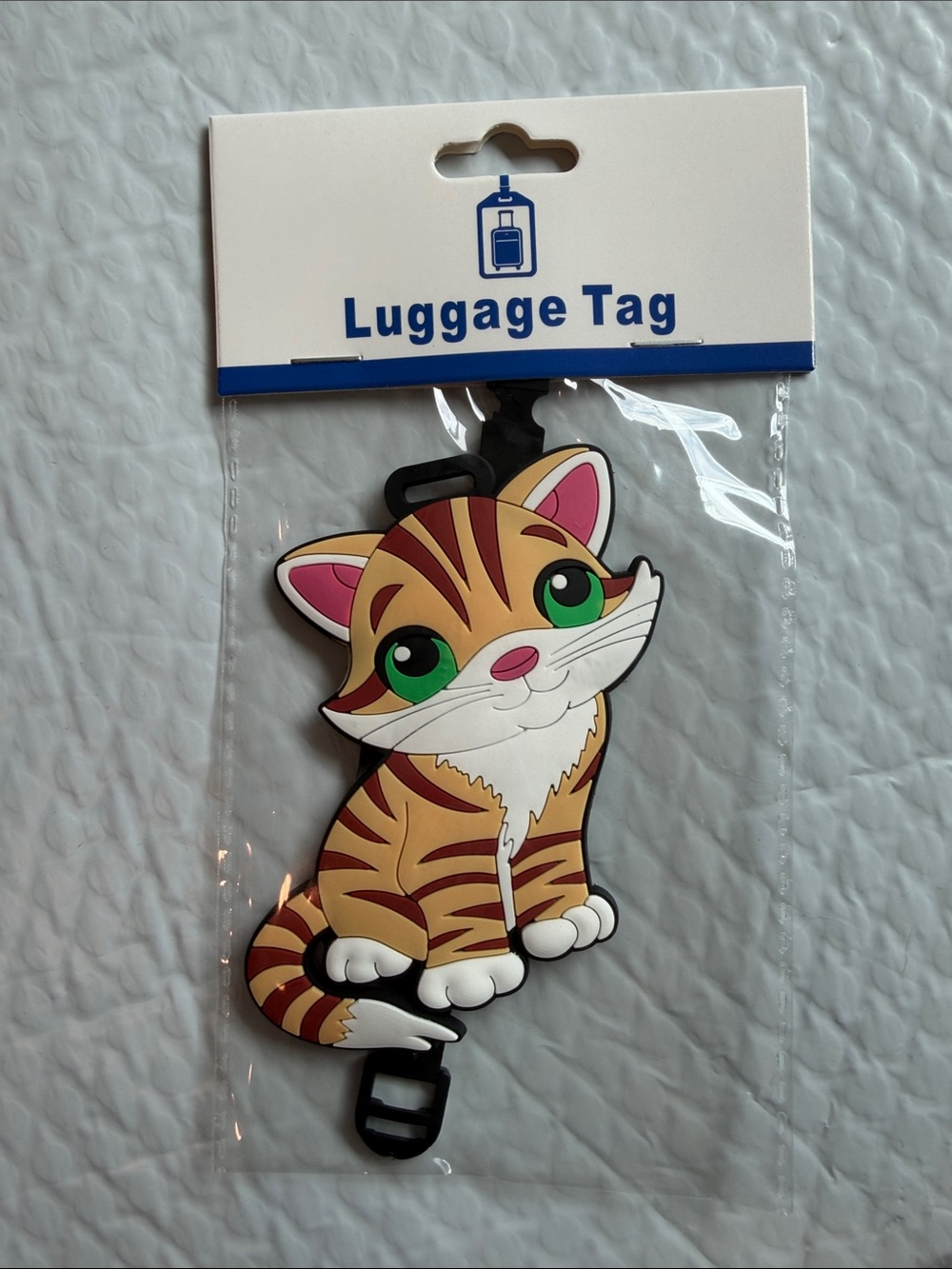 Cute Brown Tabby Cat Luggage Tag NWT